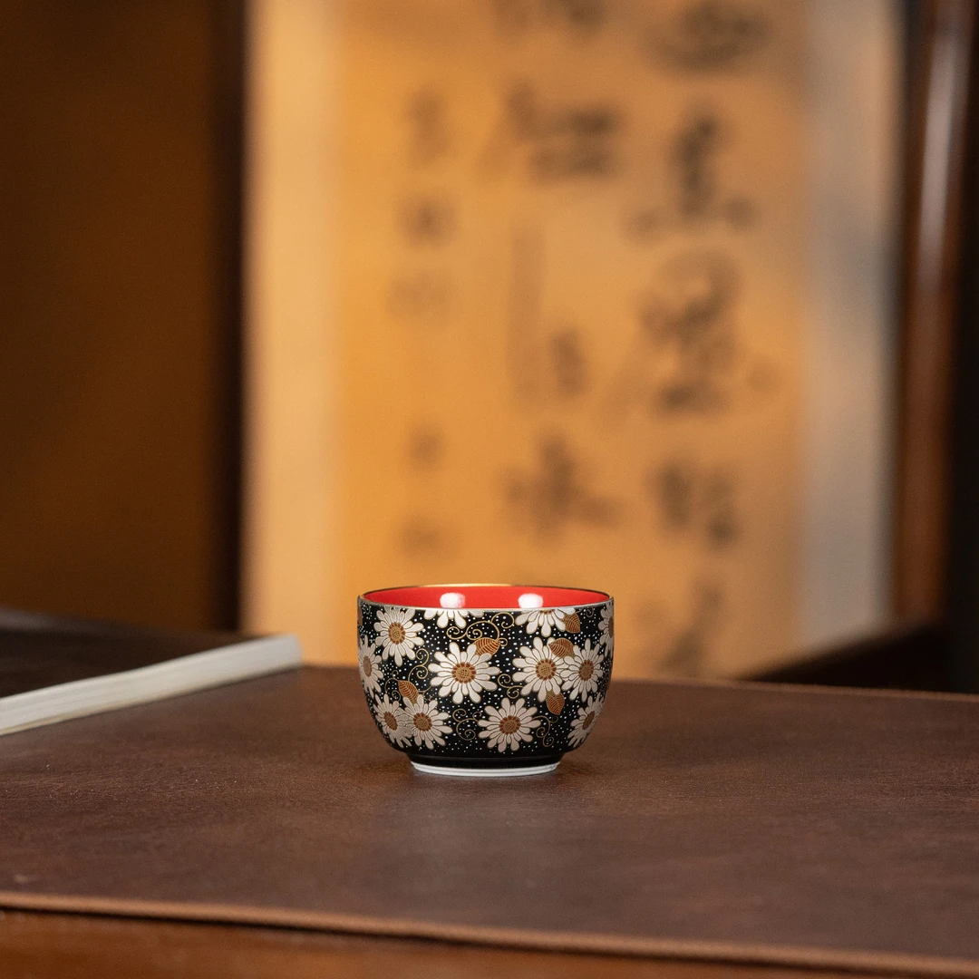 【金银错小雏菊富贵杯】陶瓷高档珐琅彩主人杯约120cc福利DC