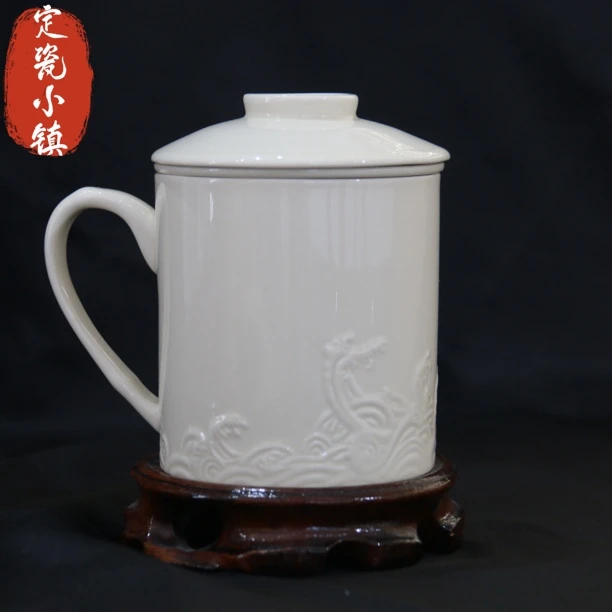 定瓷小镇——海浪办公杯 带茶漏 高温烧制 400cc