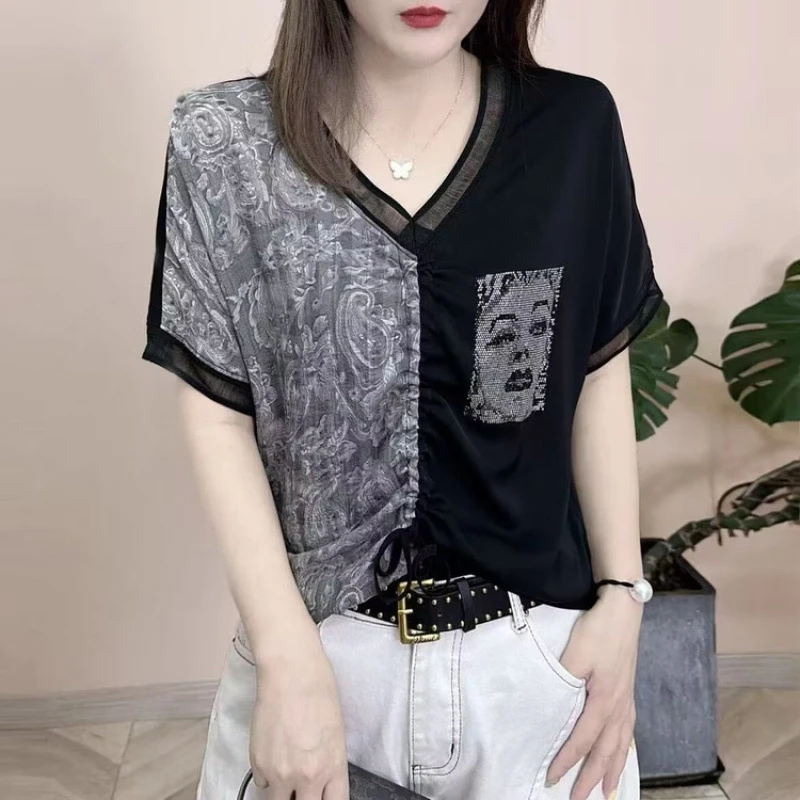 哥弟阿玛施正品撞色2025夏季新款妈妈短袖恤时尚百搭洋气女士显瘦