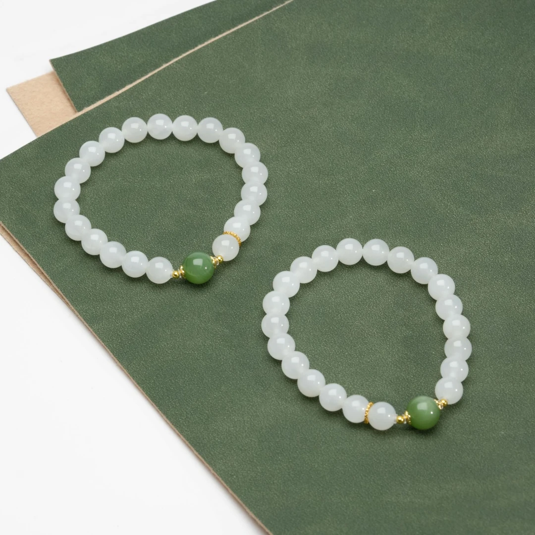 【小北珠宝】和田玉DIY单圈手串约7.5mm+【多样性发一件】27-AH13X592