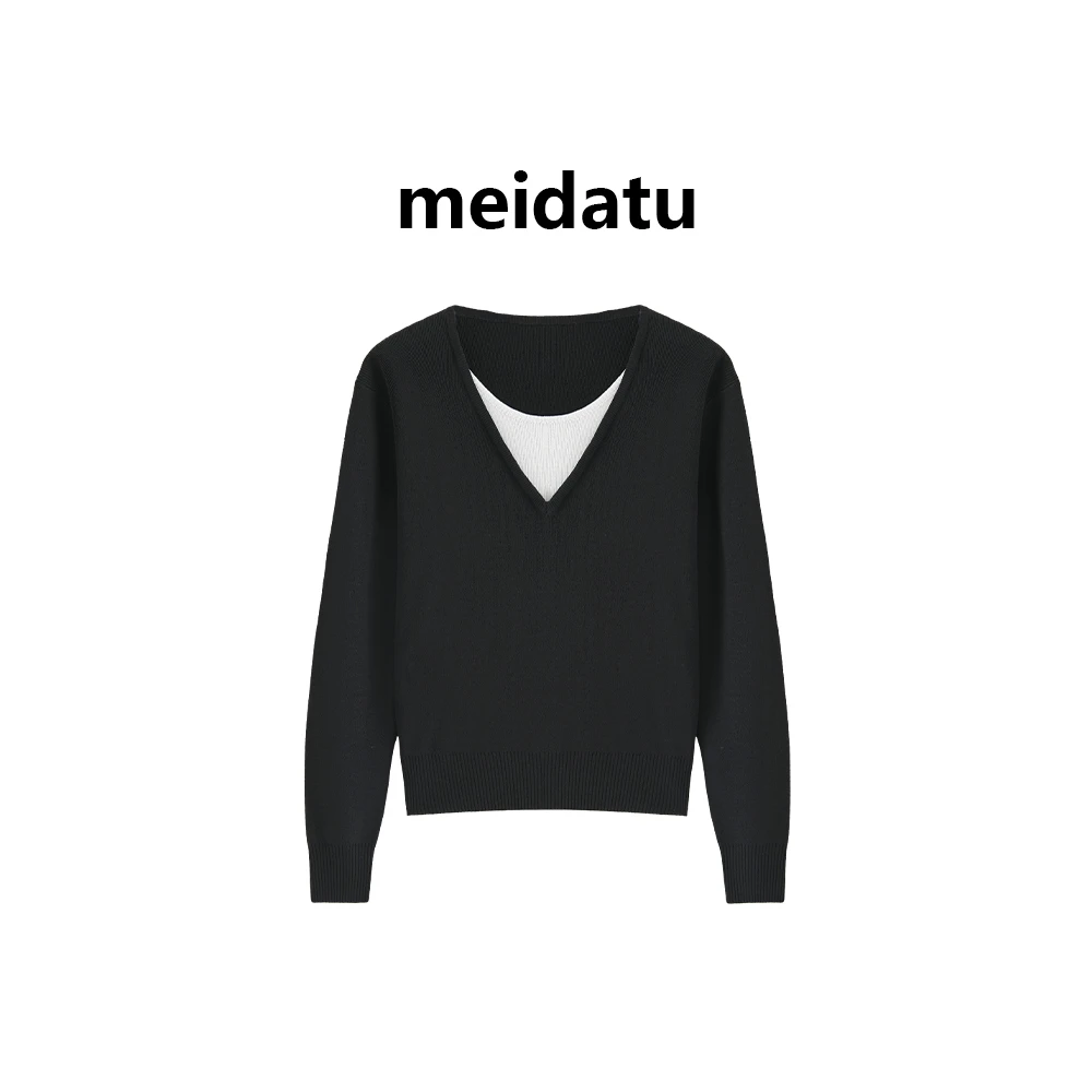 美哒兔（破价款）慵懒假两件撞色拼接上衣（小个子版）CM264-J