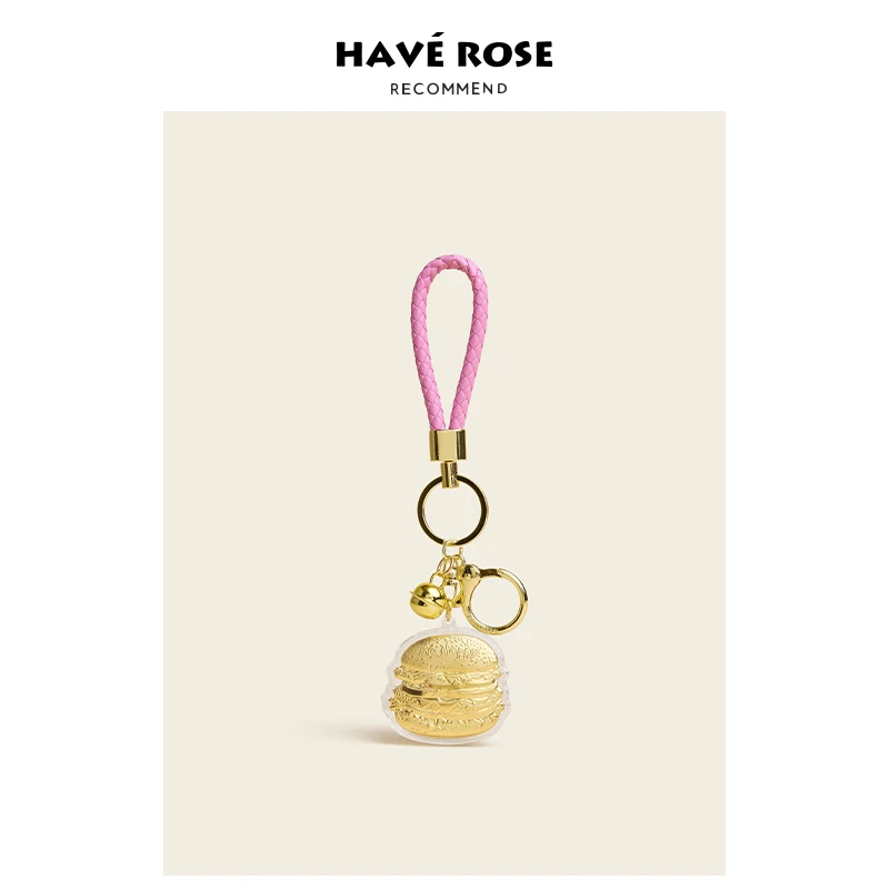 HAVEROSE原创小众包包挂件小饰品卡通金色巨无霸汉堡情侣背包挂饰