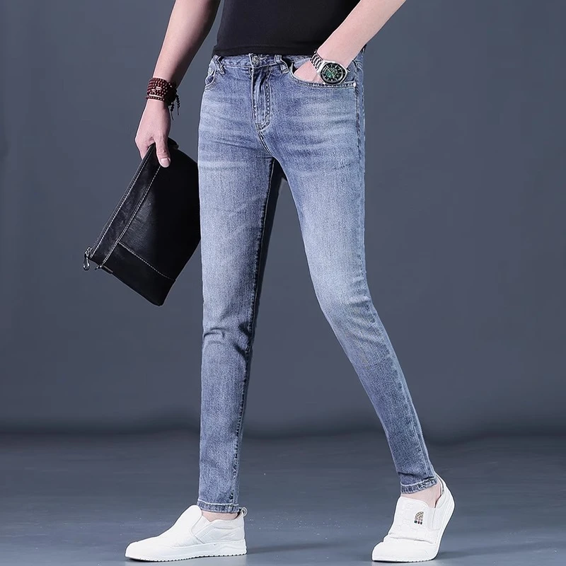 臣吾春夏裤子男款牛仔裤男士2025上新潮流修身型小脚长裤潮牌薄款