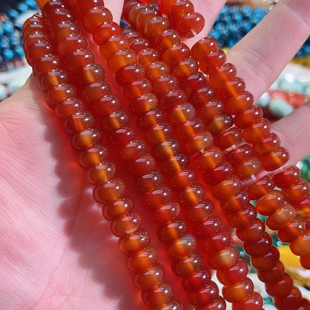 玛瑙/玉髓未镶嵌珠宝半成品红玛瑙算盘一条10mm