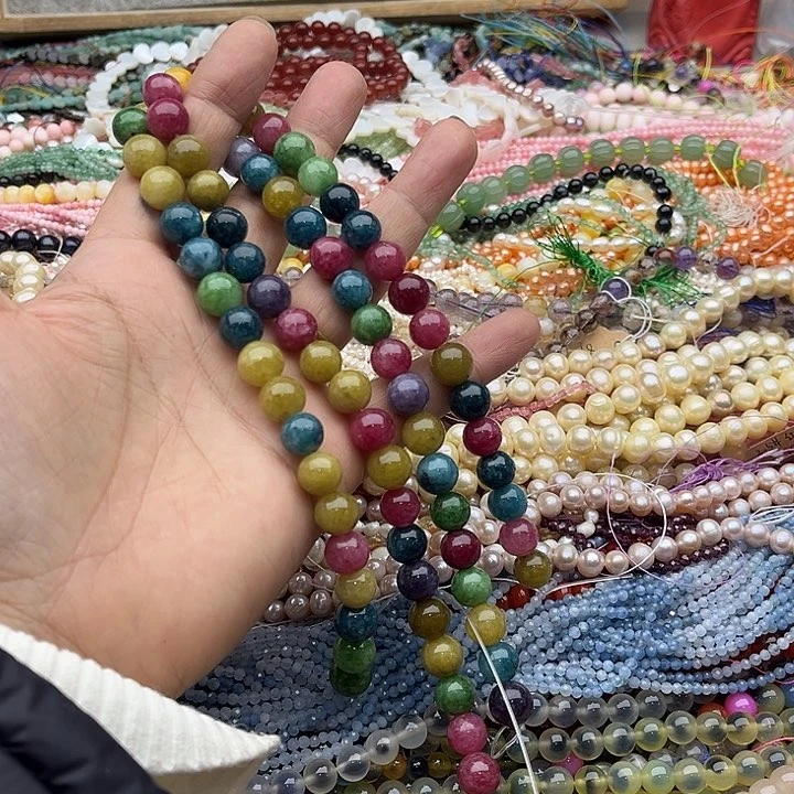 玛瑙/玉髓珠宝半成品未镶嵌一条10mm碧玺浅色