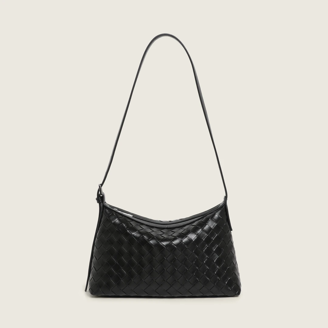 通勤朋克风单肩时尚编织纹腋下包车缝线新中式学院风