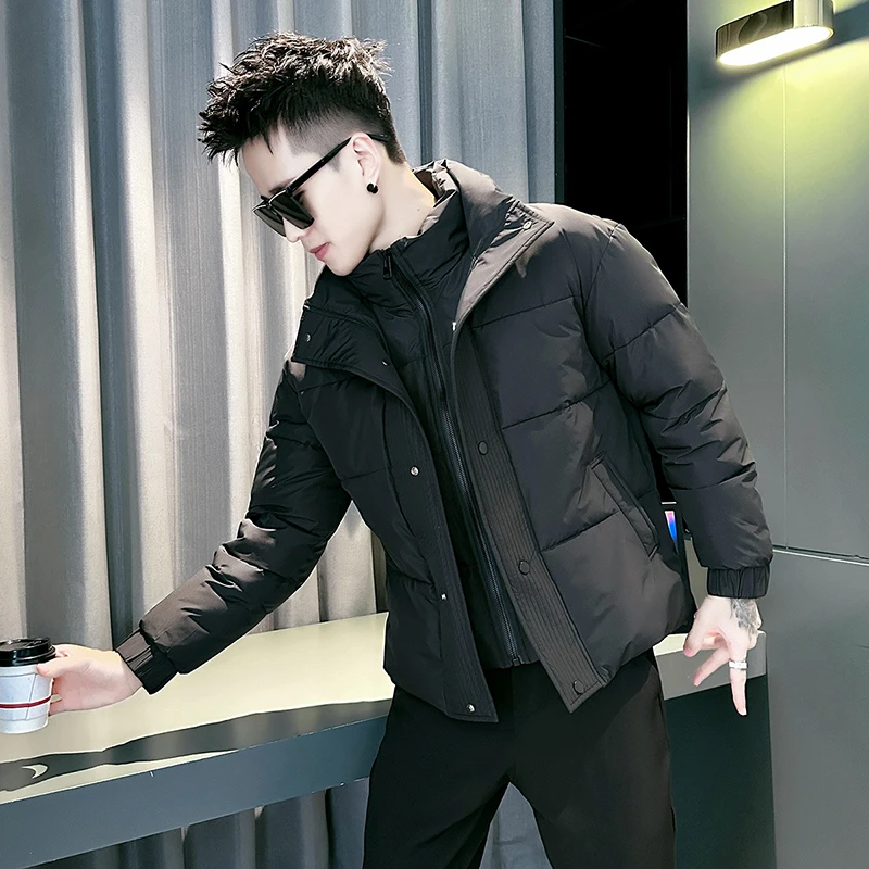 高级感假两件棉服男士2025新款保暖加厚男装外套冬季潮牌棉衣夹克