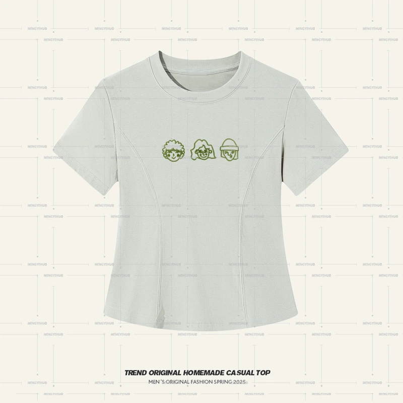 【T恤系列】小头像 小朋友 燕尾鱼骨正肩短袖 显瘦设计感不规则上衣