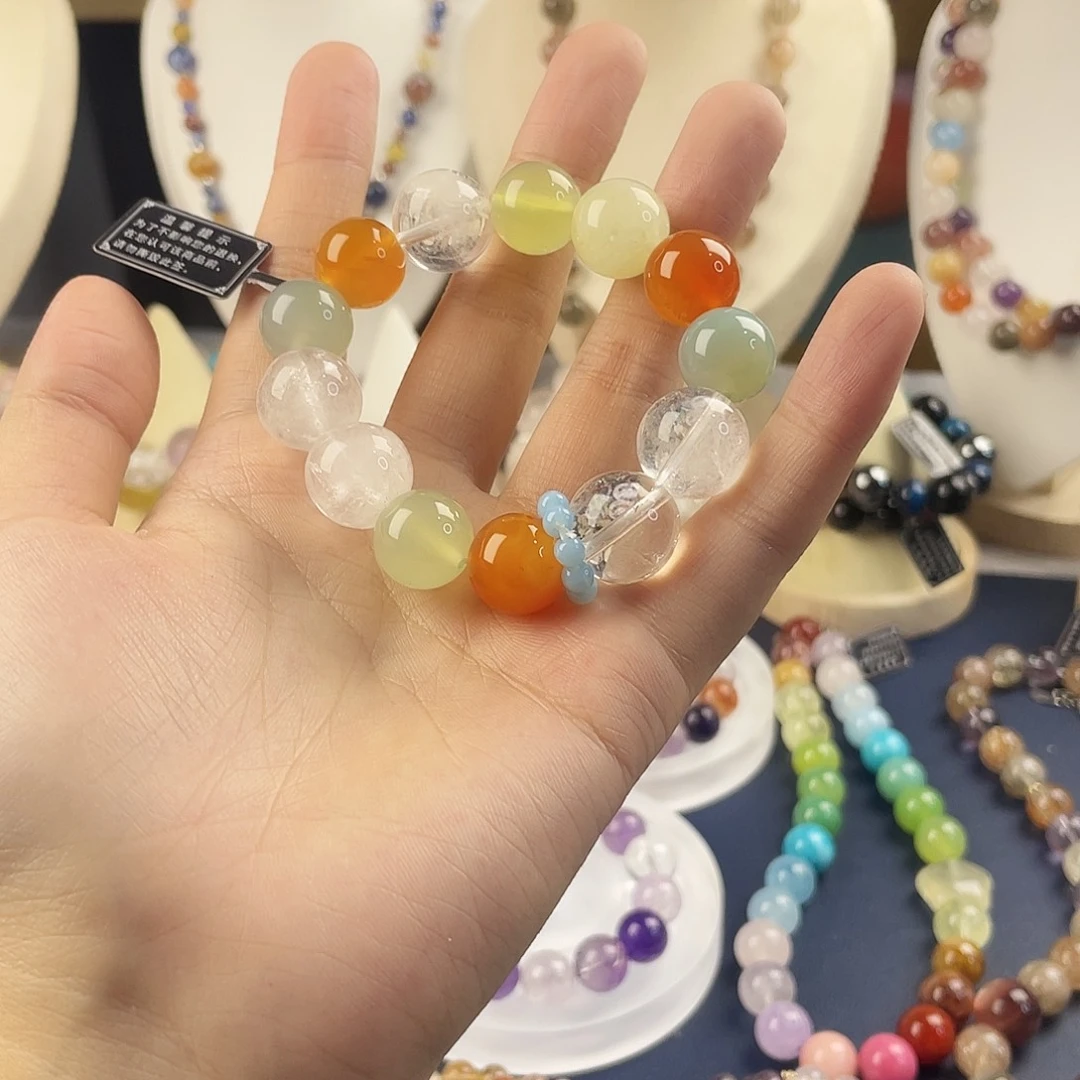 银S925镶嵌手链烟晶