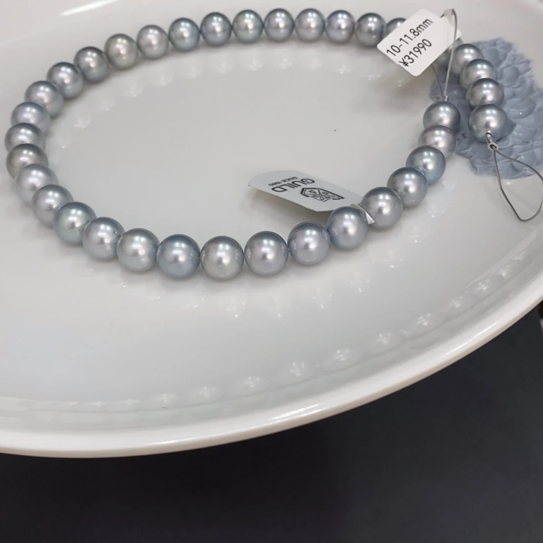 未镶嵌颈饰海水珍珠李***c铂金灰项链10-11.8刘