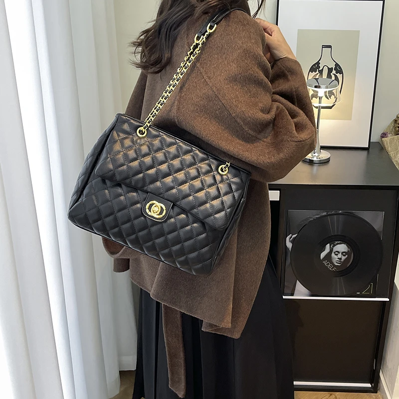 2025新款女士链条包百搭小香风包包高级感大容量菱格单肩斜跨包女