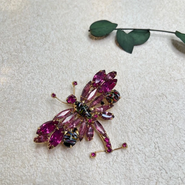 铜合金琉璃胸针 【六六中古】孤品复古蝴蝶胸针th5048