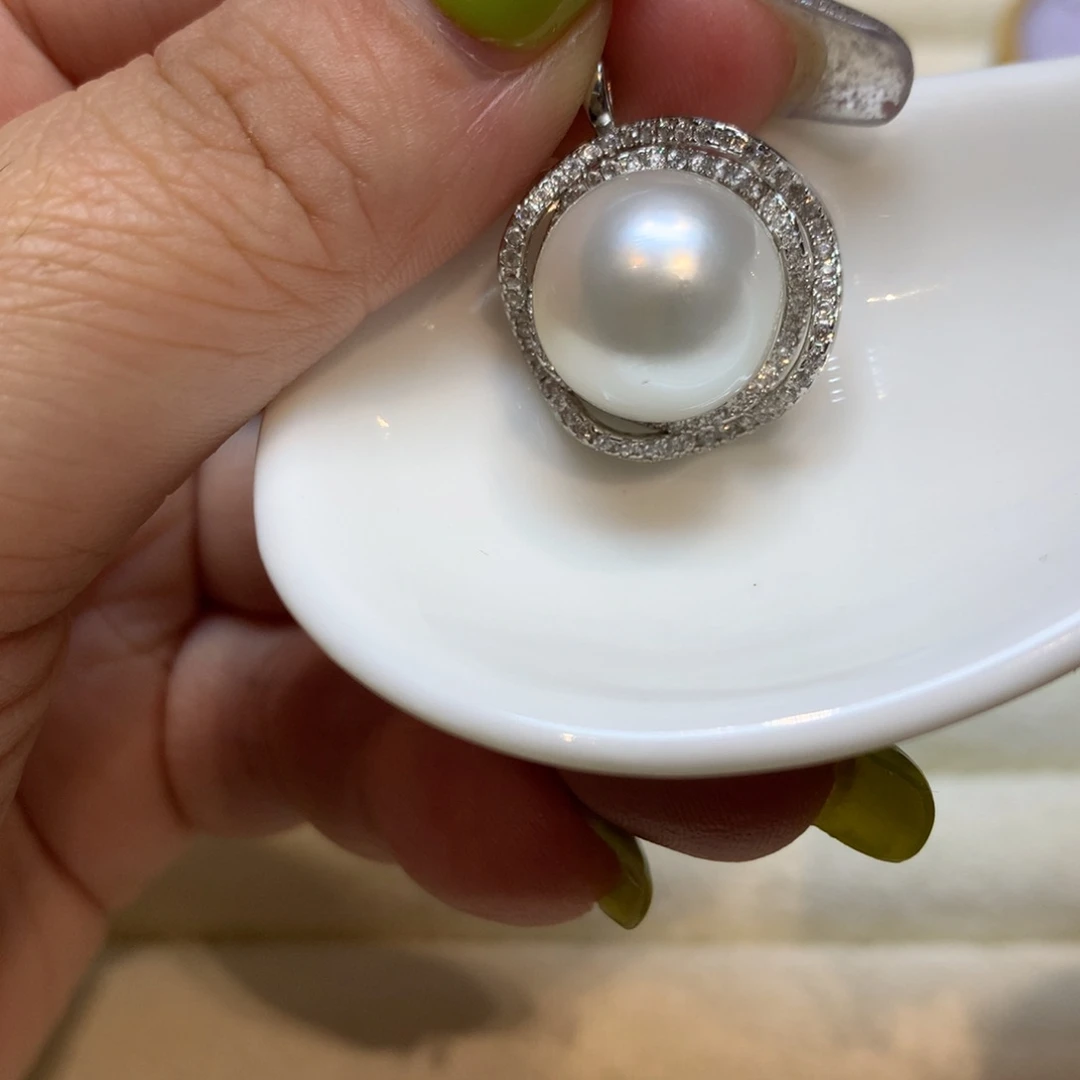 海水珍珠银S925镶嵌颈饰