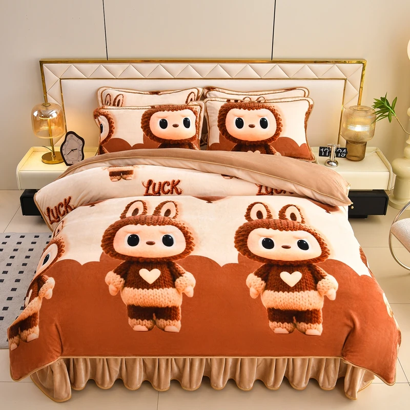 高克重双面绒牛奶绒四件套冬天加厚保暖被套新款床上床单被罩加绒