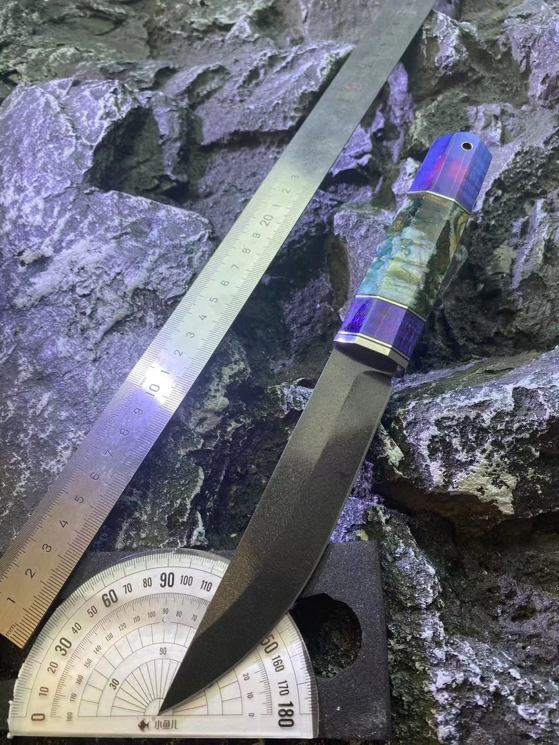 古印-乌兹冰铁雪花纹 手工猎刀 户外水果刀吃肉刀