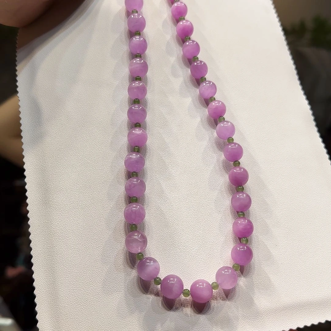 紫锂辉10mm项链未镶嵌锂辉石