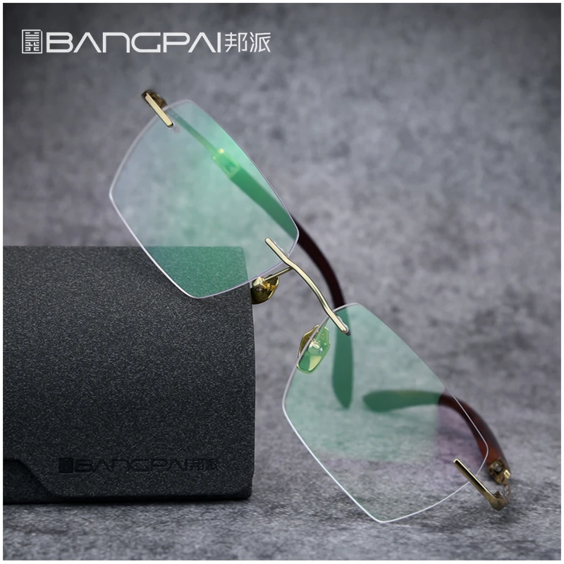 纯钛小叶紫檀无框近视眼镜可定制度数散光定制尺寸个性时尚潮流