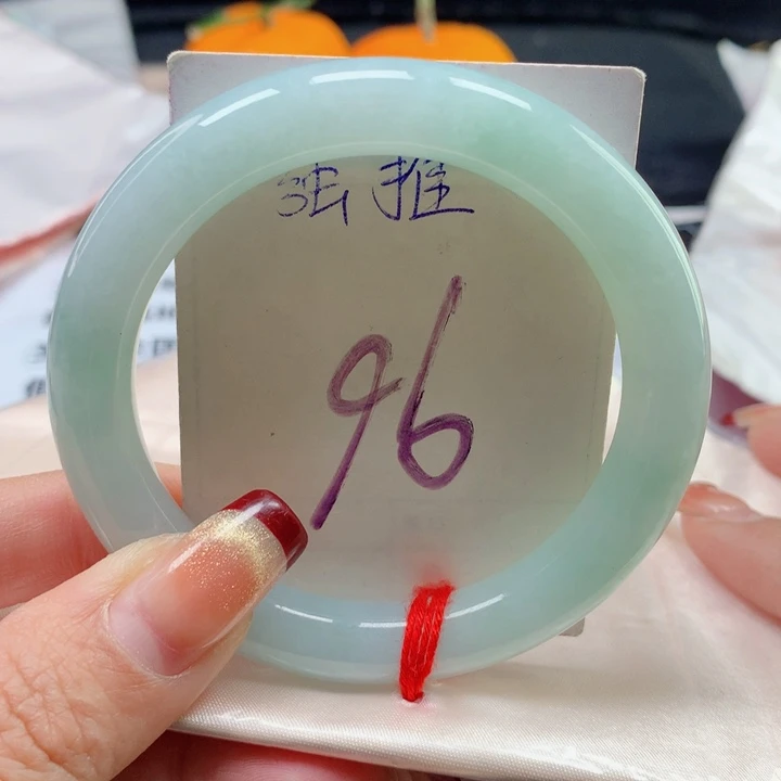 翡翠手镯未镶嵌天然翡翠圆条54圈口