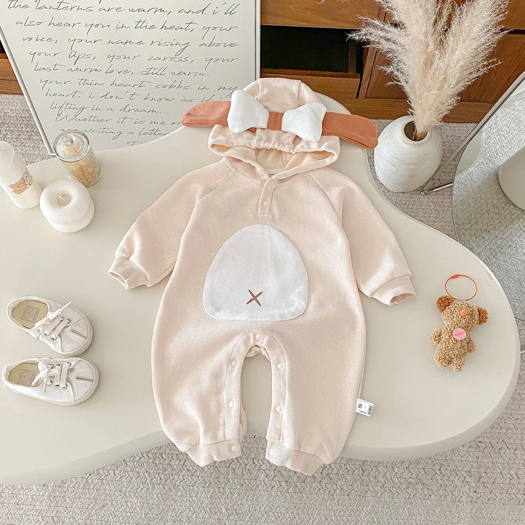 点1215）新款婴幼儿连帽针织连体衣