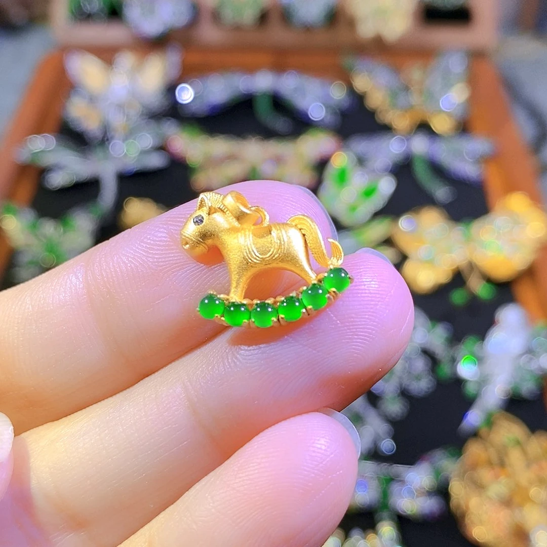 吊坠(不含链)银S925镶嵌翡翠