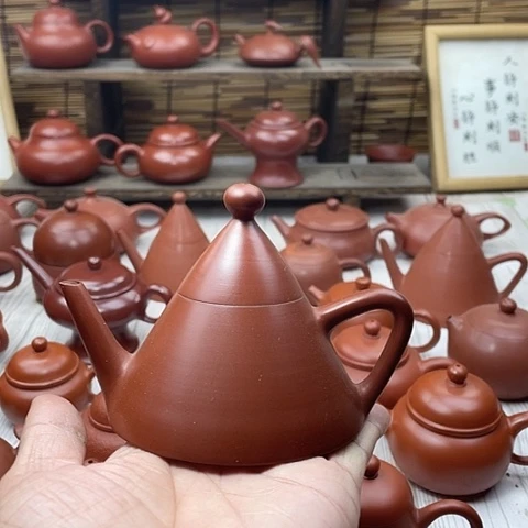 茶壶紫砂H*潮州朱泥手拉壶竹笋壶