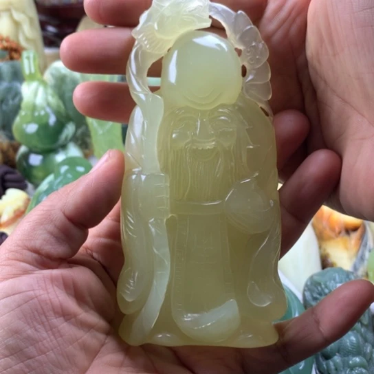 涛***歌蛇纹石玉未镶嵌岫玉手把件