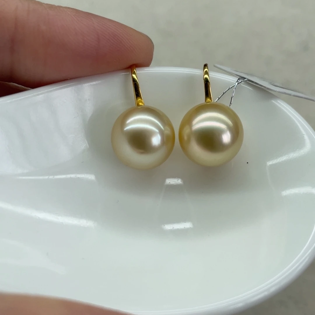 耳饰海水珍珠18K金镶嵌11mm