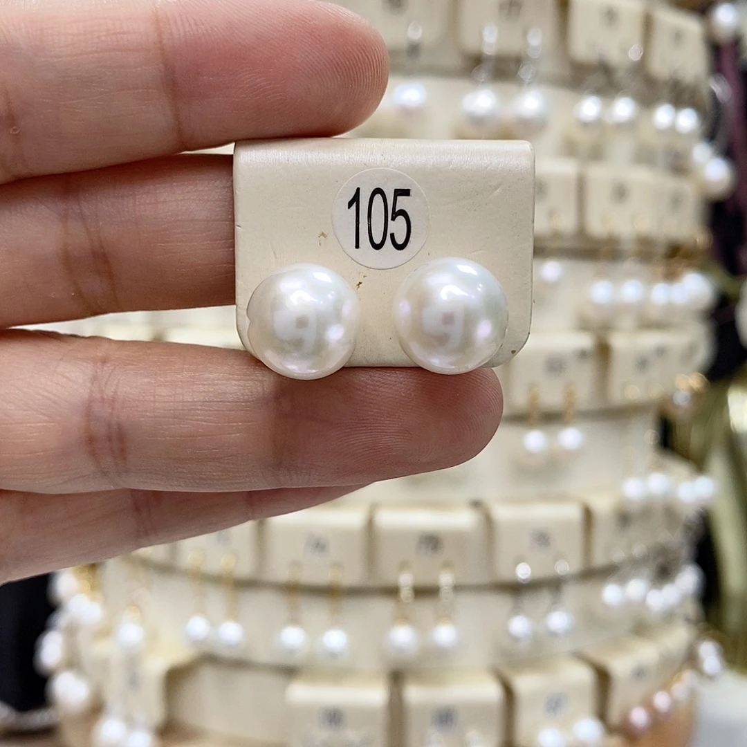 银S925镶嵌耳饰淡水珍珠