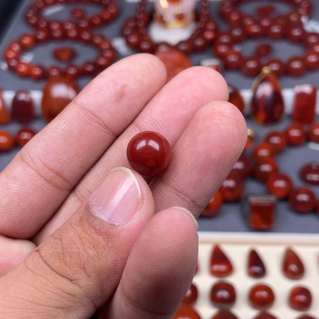 三***光南红玛瑙未镶嵌原矿瓦西圆珠单珠11mm+
