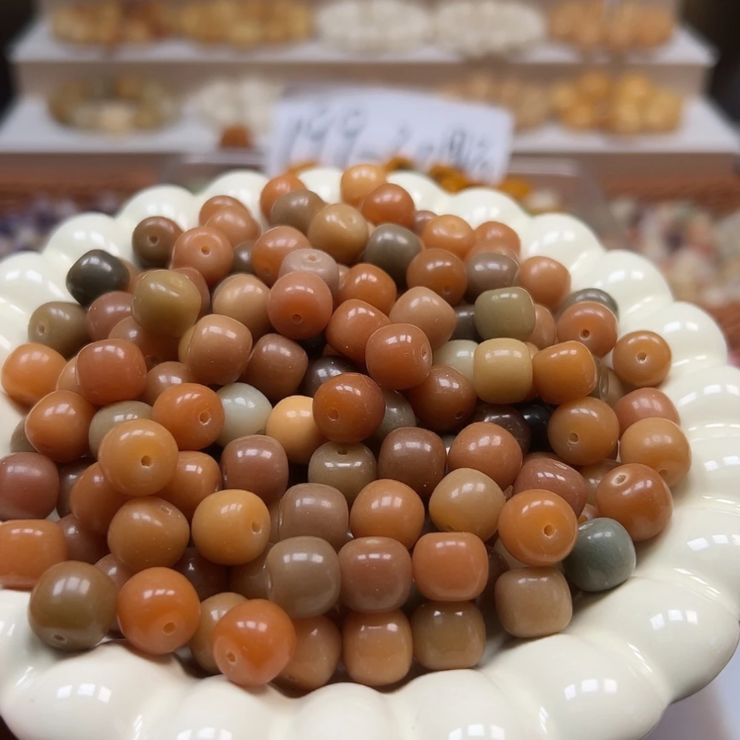 手串菩提根/象牙果微瑕卡11老料黄桶130颗