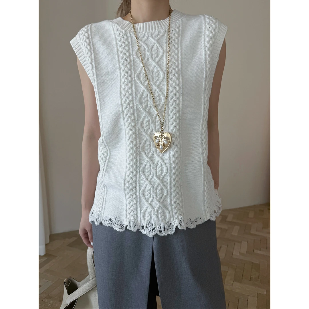 SOLSOL买手店YOEYYOU设计师品牌25SS绞花毛边毛织上衣YKSS520472