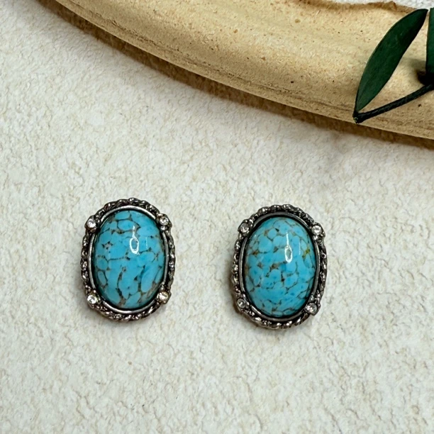 铜合金玻璃耳饰 【六六中古】孤品复古耳夹th5580