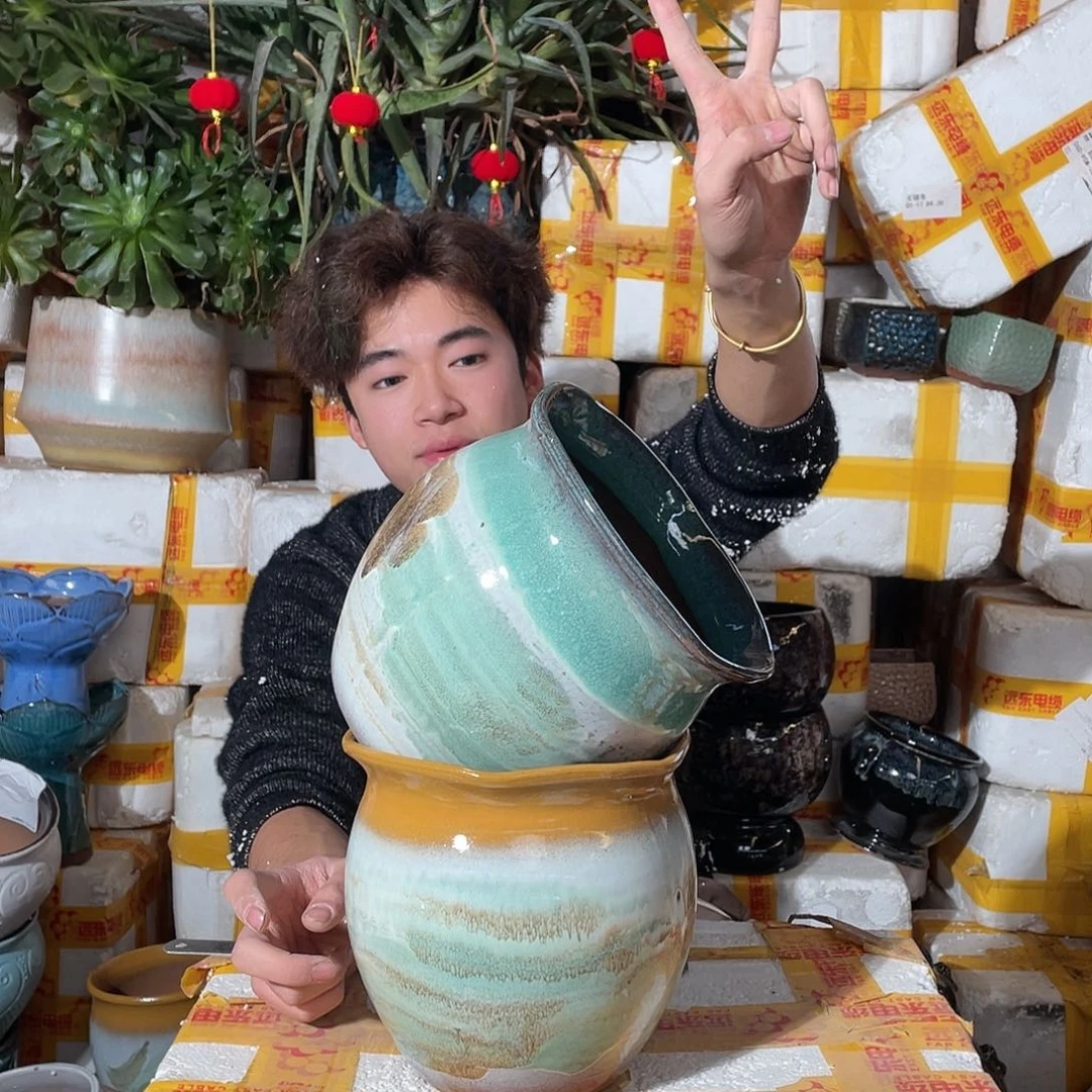 无铅玻璃宜兴紫砂花盆