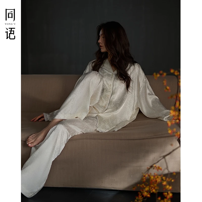 同语25年新款睡衣女春秋季冰丝家居服睡衣女士秋冬可外穿长袖套装