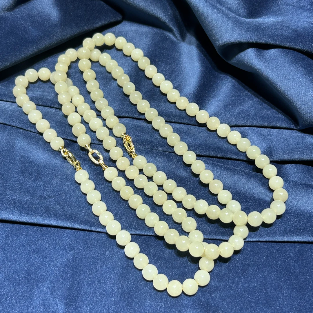 和田玉项链【多样性发一】珠径9+【HTY037】