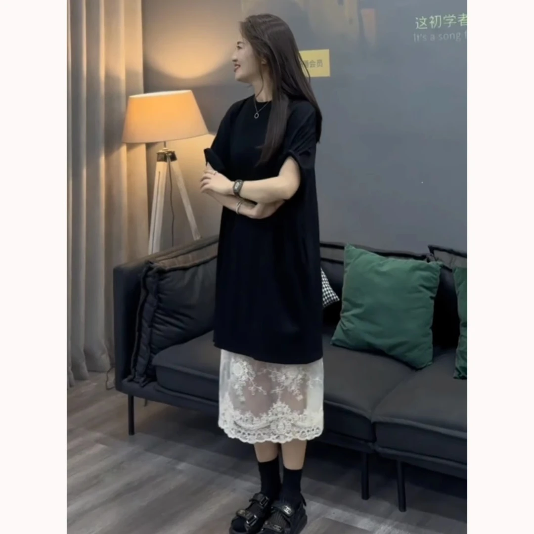 欧货时尚洋气休闲T恤连衣裙配半身裙两件套夏季今年流行的套装裙