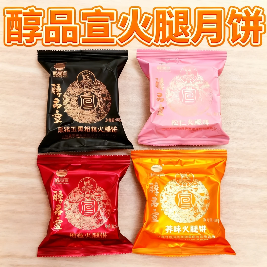 云南滇式宣威荞味黑猪五黑粗粮原味云腿火腿月饼多味散中秋礼盒装