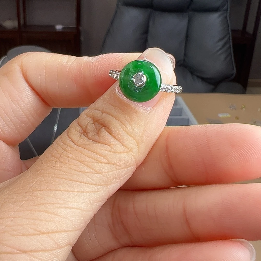 银S925镶嵌戒指翡翠戒指