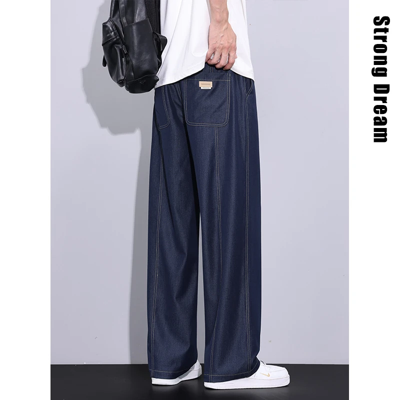 原色丹宁牛仔裤男士夏季宽松直筒美式潮牌2025春秋新款休闲裤子男