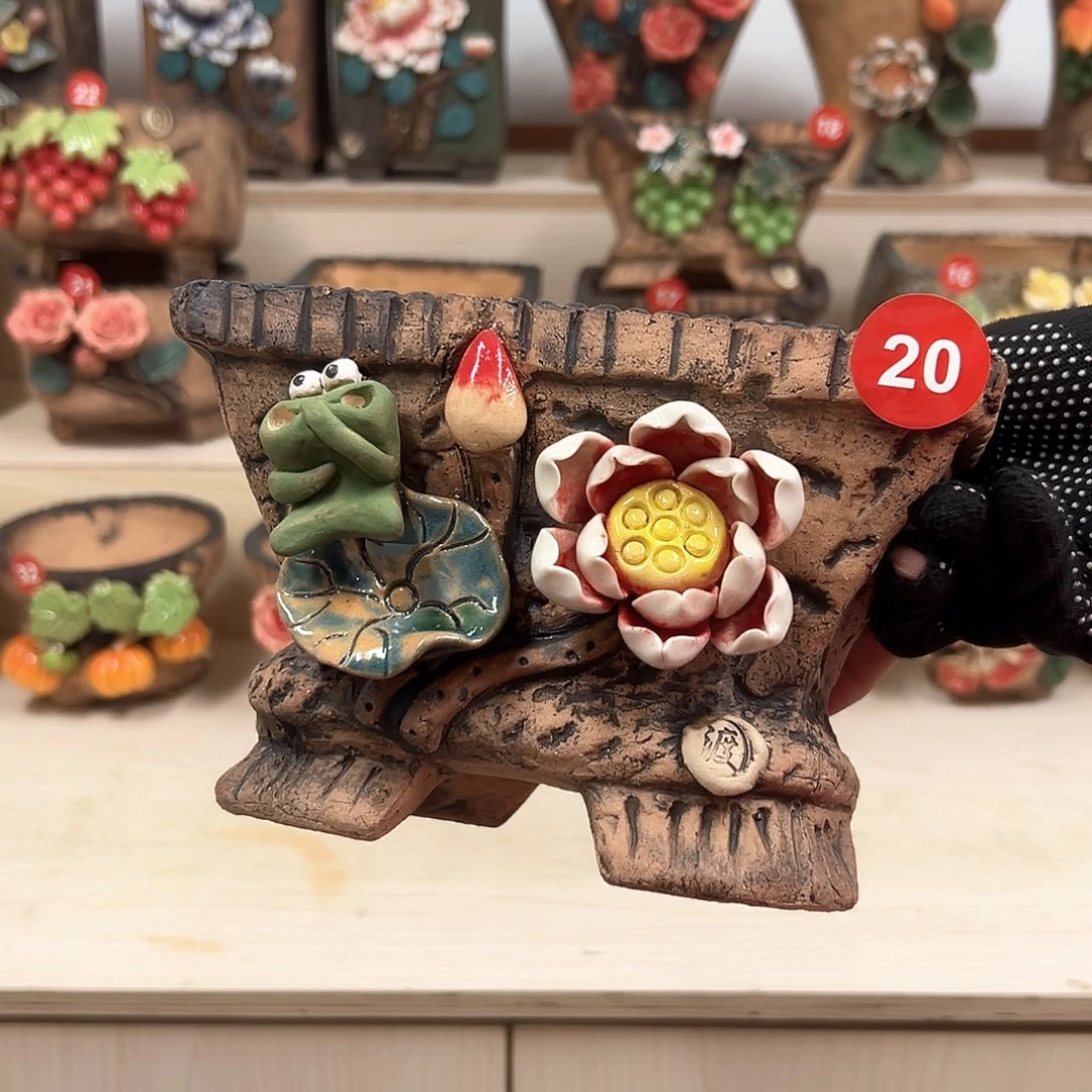 紫砂花盆20号内口17×13外高13