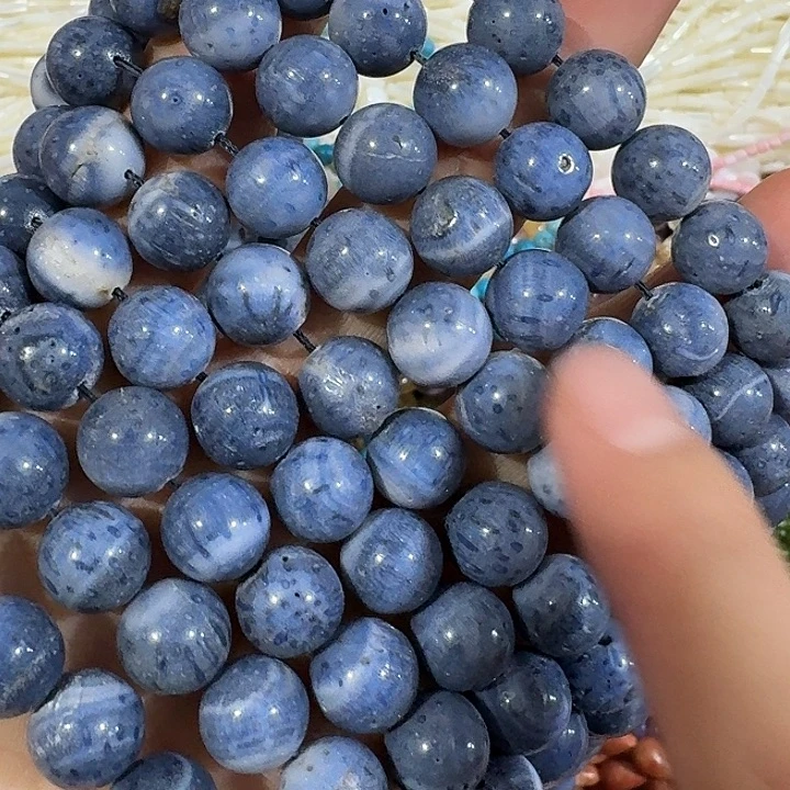 玛瑙/玉髓合金珠宝半成品一条11mm指定款蓝精灵圆珠