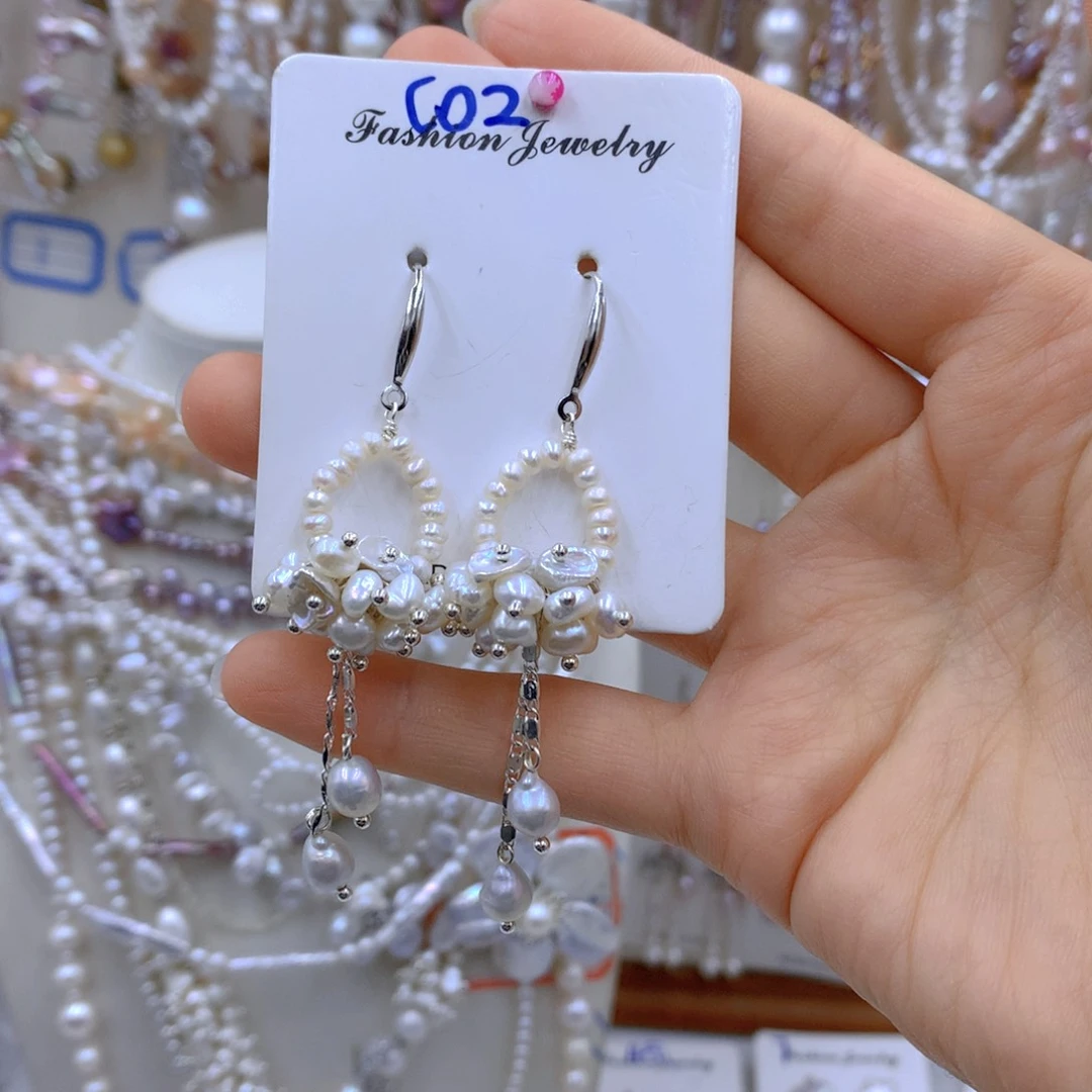 淡水珍珠耳饰银S925镶嵌