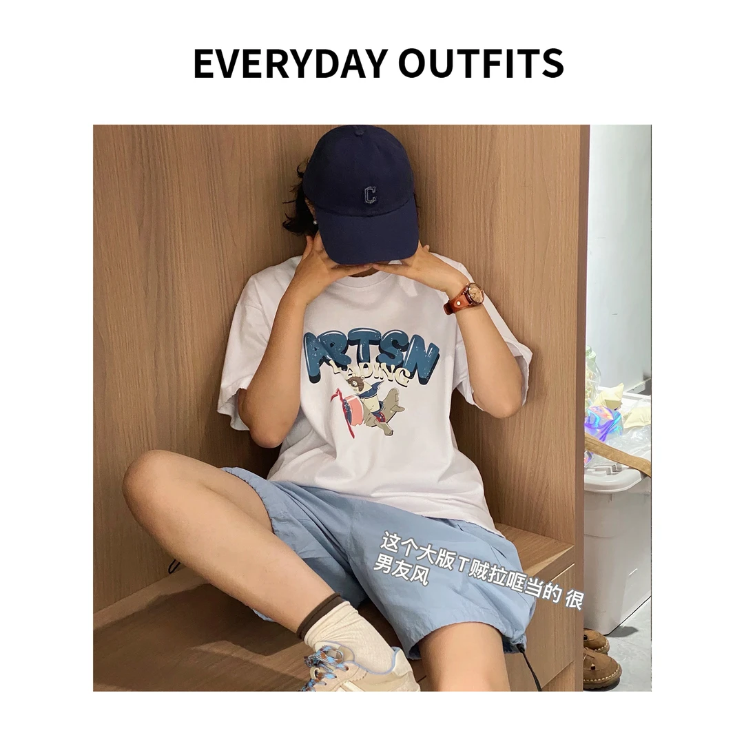 RIDA· 男友T恤5E11纯棉宽松男友风夏天薄款 1827