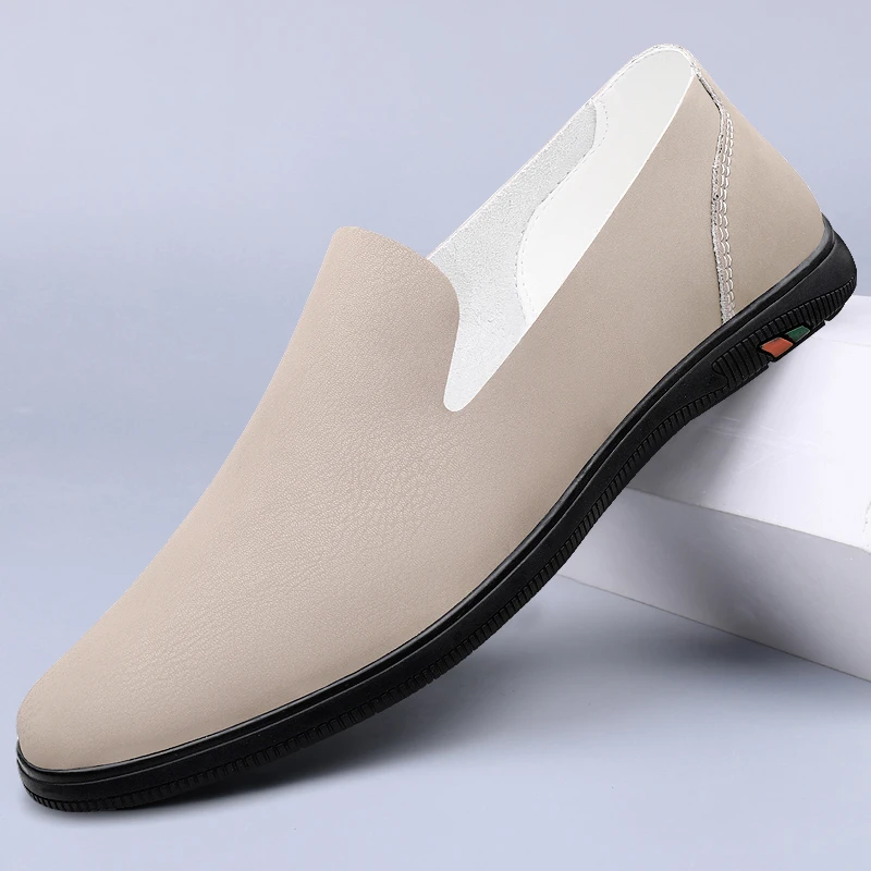 男士皮鞋2025新款软面通勤百搭男鞋一脚蹬软底轻便豆豆鞋男款鞋子