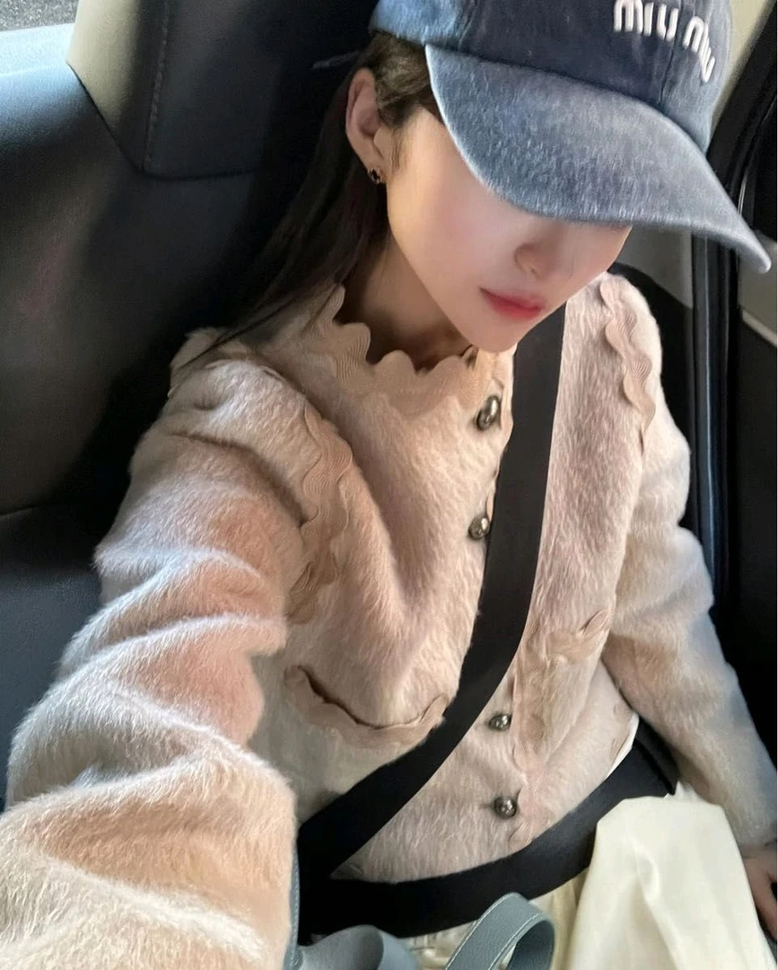 【FaFa】日系 BI 甜美月牙花边 小香风拉毛毛绒绒短款外套F1262