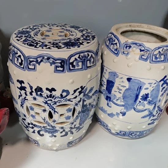 还***啊老陶瓷老鼓凳有点小瑕