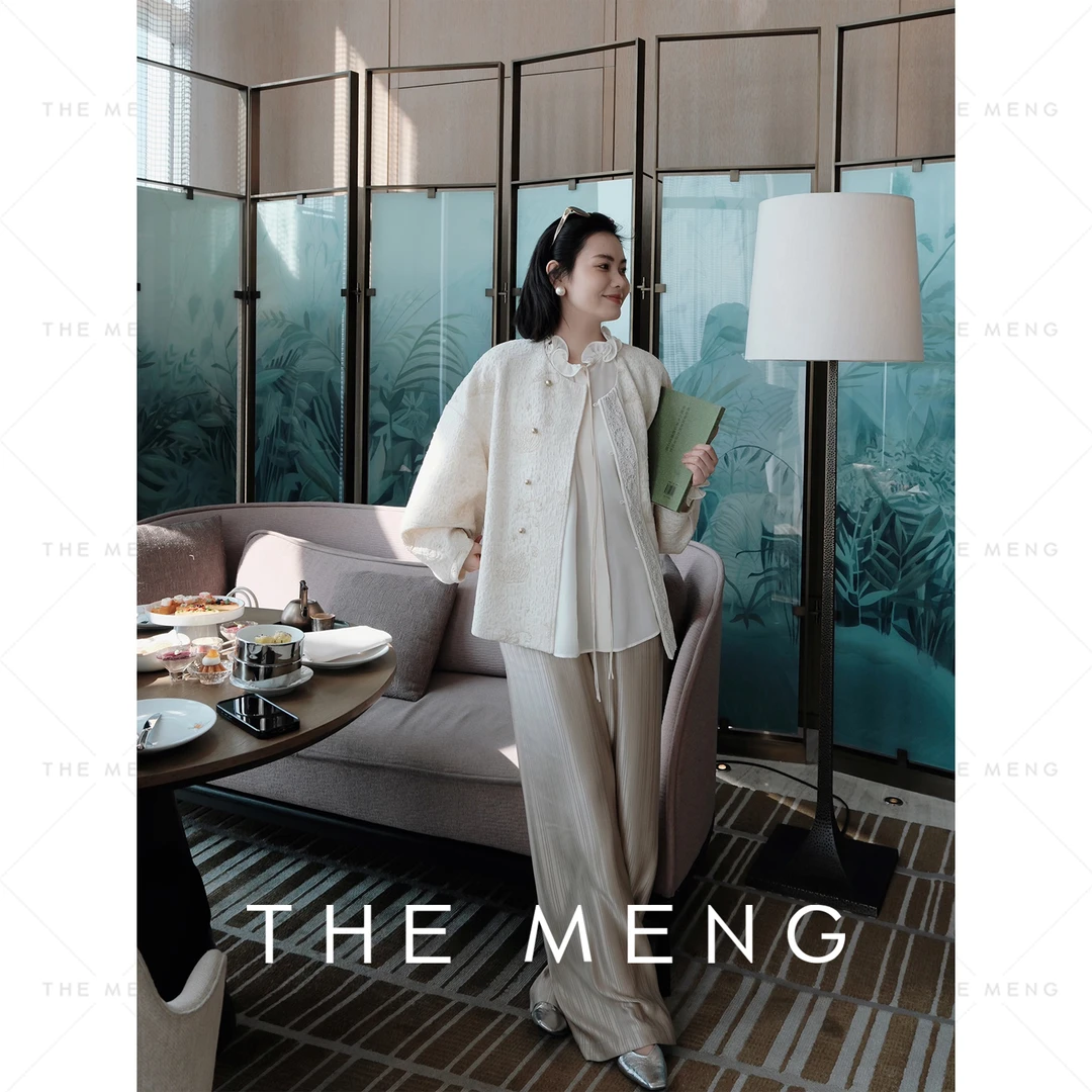 THE MENG【凉感】醋酸缎面提花条纹垂顺显瘦通勤休闲裤夭#M241P076