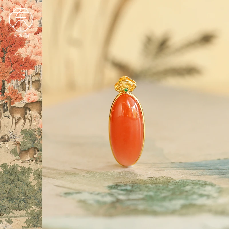 东方俪DOFUNLY【朱颜玉】18K金南红蛋面吊坠国风设计款NHDZ雅韵