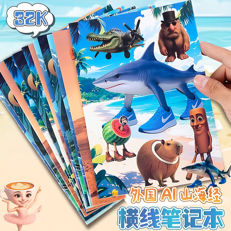 新款山海经卡通可爱骑马钉软抄本记事本手帐本笔记本圣诞礼物批发