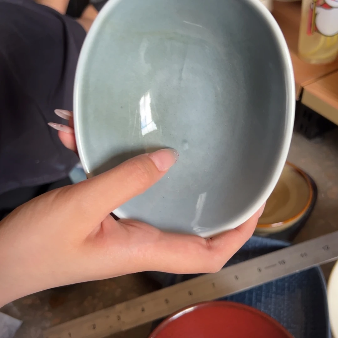 新骨瓷092微瑕明微蓝5.5寸椭圆小碗